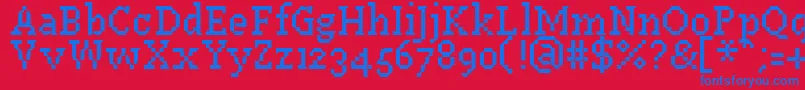 PfWestaSevenCondensed-Schriftart – Blaue Schriften auf rotem Hintergrund