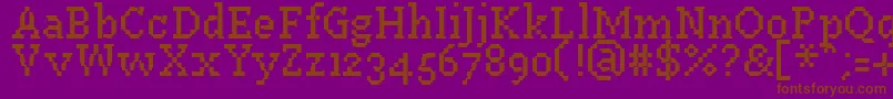 PfWestaSevenCondensed-Schriftart – Braune Schriften auf violettem Hintergrund