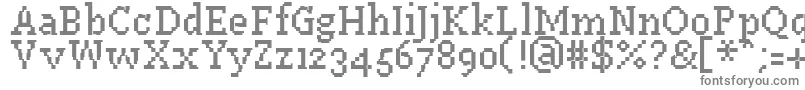 PfWestaSevenCondensed-fontti – harmaat kirjasimet valkoisella taustalla