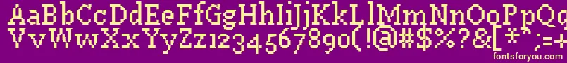Fonte PfWestaSevenCondensed – fontes amarelas em um fundo roxo