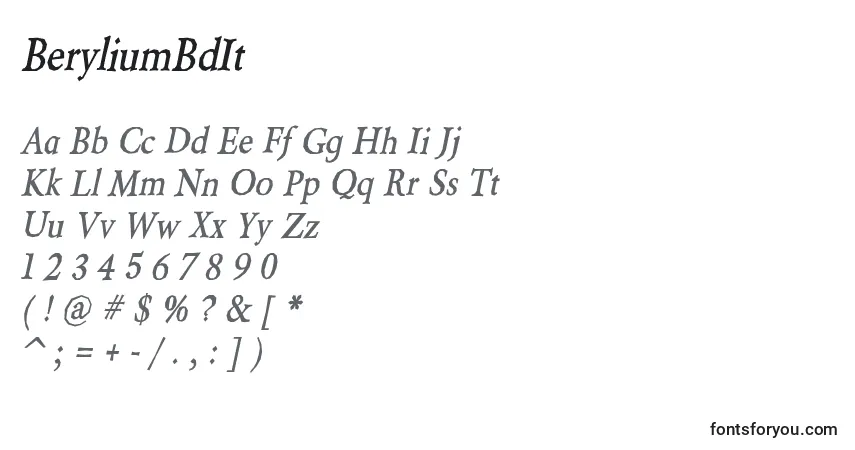 Schriftart BeryliumBdIt – Alphabet, Zahlen, spezielle Symbole