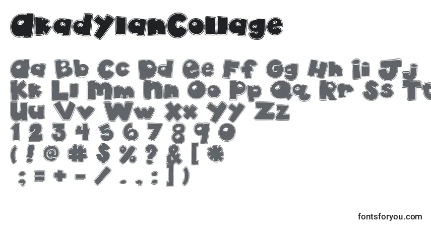 Schriftart AkadylanCollage – Alphabet, Zahlen, spezielle Symbole