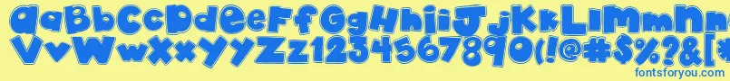 AkadylanCollage-Schriftart – Blaue Schriften auf gelbem Hintergrund