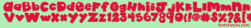 AkadylanCollage Font – Red Fonts on Green Background