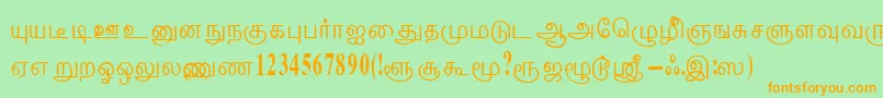 フォントThenmoliRegular – オレンジの文字が緑の背景にあります。