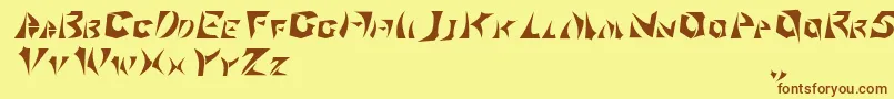 フォントKlingonscript – 茶色の文字が黄色の背景にあります。