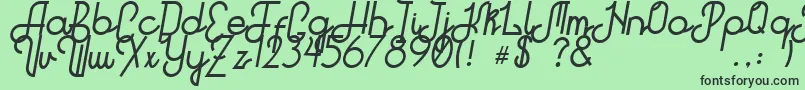フォントHitchhiker – 緑の背景に黒い文字