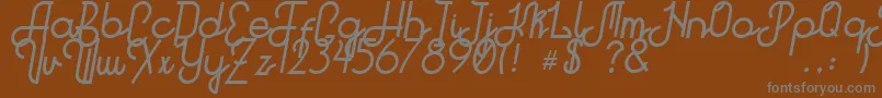 Hitchhiker-fontti – harmaat kirjasimet ruskealla taustalla