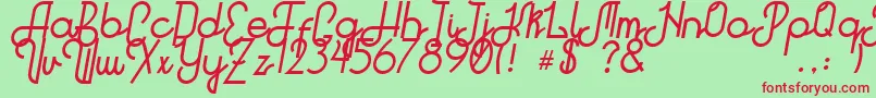 Hitchhiker-fontti – punaiset fontit vihreällä taustalla