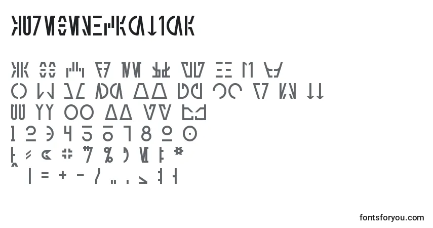 A fonte AurebeshCantina – alfabeto, números, caracteres especiais