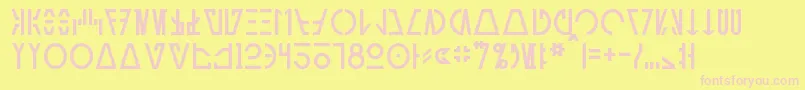 AurebeshCantina Font – Pink Fonts on Yellow Background
