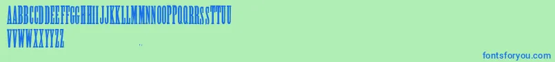 Posterslabcaps-Schriftart – Blaue Schriften auf grünem Hintergrund