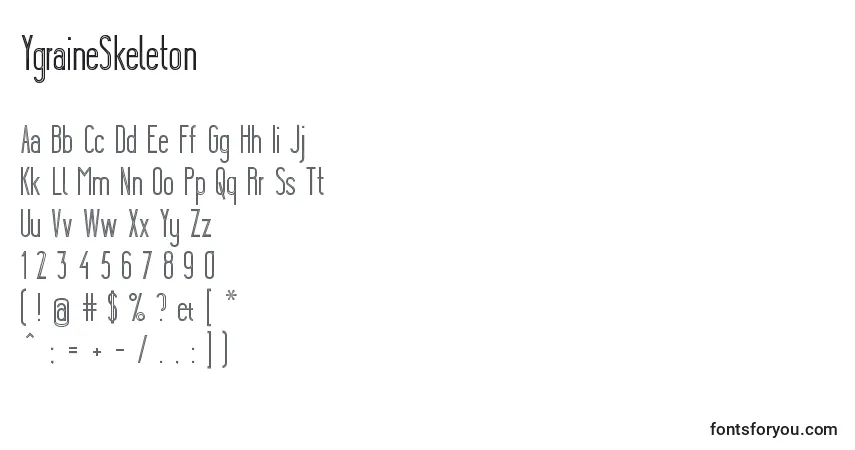 YgraineSkeletonフォント–アルファベット、数字、特殊文字