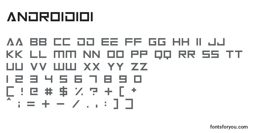 A fonte Android101 – alfabeto, números, caracteres especiais