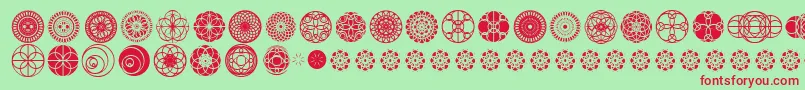 フォントKaleidoscopicVision – 赤い文字の緑の背景