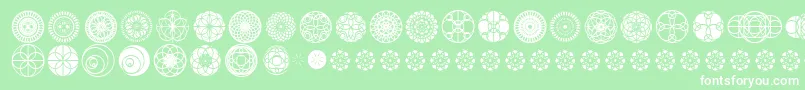 KaleidoscopicVision-fontti – valkoiset fontit vihreällä taustalla