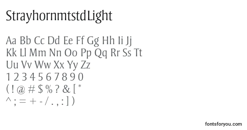 Шрифт StrayhornmtstdLight – алфавит, цифры, специальные символы