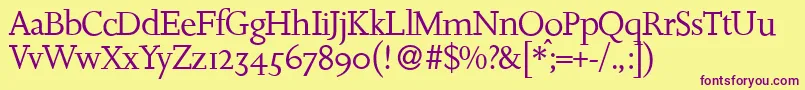 JosieLightRegular Font – Purple Fonts on Yellow Background