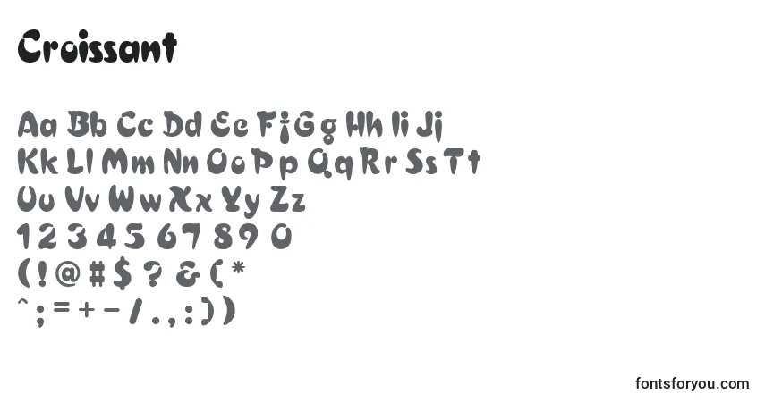 Schriftart Croissant – Alphabet, Zahlen, spezielle Symbole
