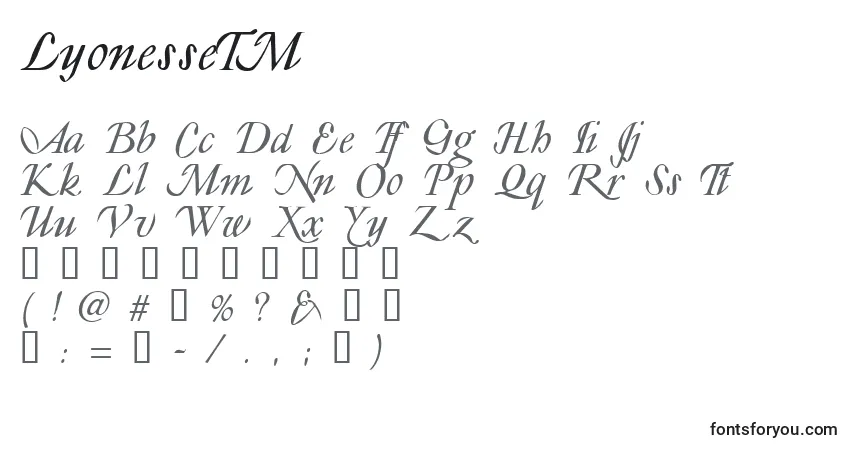 LyonesseTM-fontti – aakkoset, numerot, erikoismerkit