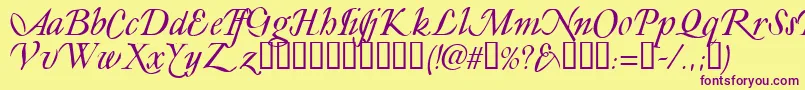 LyonesseTM Font – Purple Fonts on Yellow Background