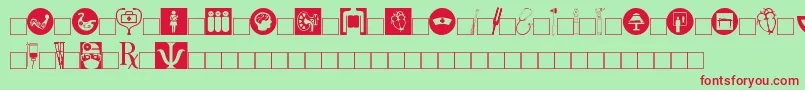 Healtsym-Schriftart – Rote Schriften auf grünem Hintergrund