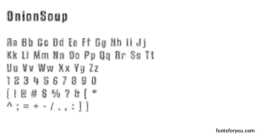 Schriftart OnionSoup – Alphabet, Zahlen, spezielle Symbole