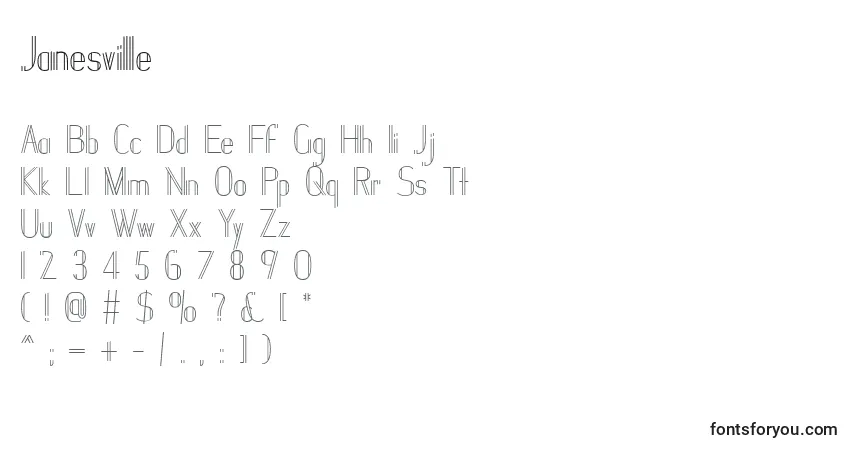 Schriftart Janesville – Alphabet, Zahlen, spezielle Symbole