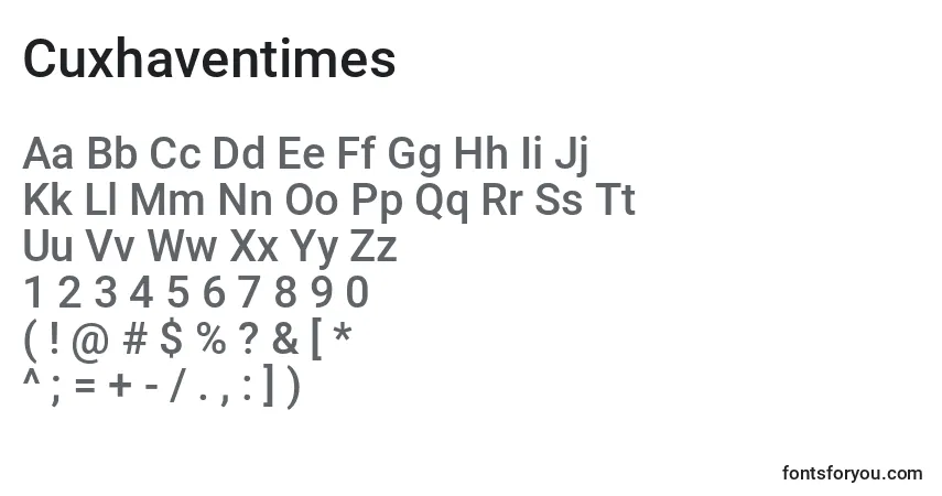 Czcionka Cuxhaventimes – alfabet, cyfry, specjalne znaki