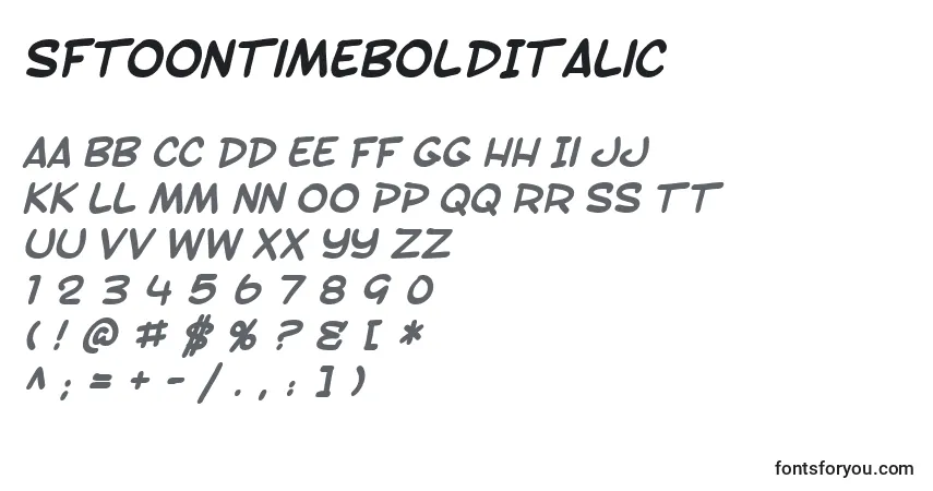 SfToontimeBoldItalicフォント–アルファベット、数字、特殊文字