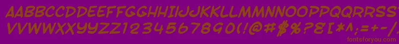 SfToontimeBoldItalic-fontti – ruskeat fontit violetilla taustalla