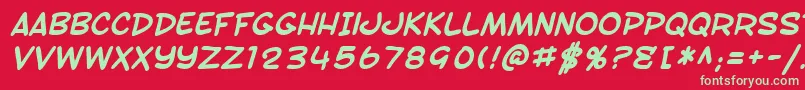 SfToontimeBoldItalic Font – Green Fonts on Red Background