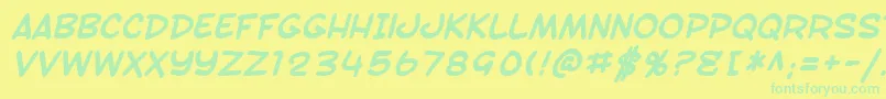 SfToontimeBoldItalic Font – Green Fonts on Yellow Background