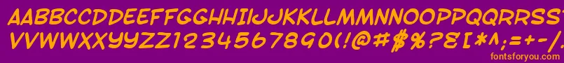 SfToontimeBoldItalic-fontti – oranssit fontit violetilla taustalla