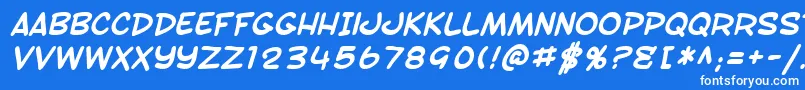 SfToontimeBoldItalic Font – White Fonts on Blue Background