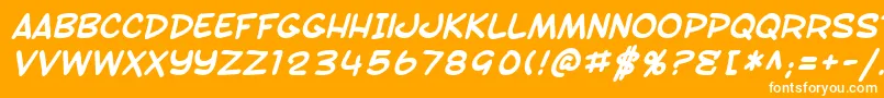 SfToontimeBoldItalic-Schriftart – Weiße Schriften auf orangefarbenem Hintergrund