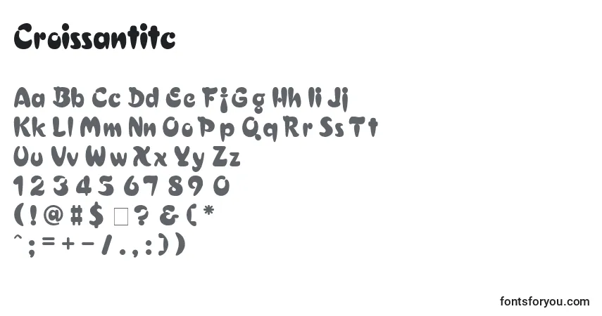 A fonte Croissantitc – alfabeto, números, caracteres especiais