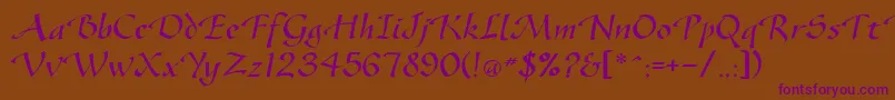 Gazelleflf-Schriftart – Violette Schriften auf braunem Hintergrund