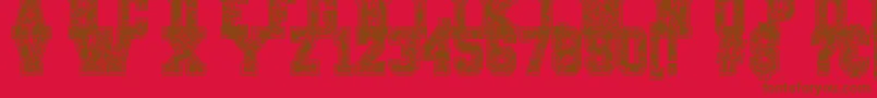 Fonte PaysleySports – fontes marrons em um fundo vermelho