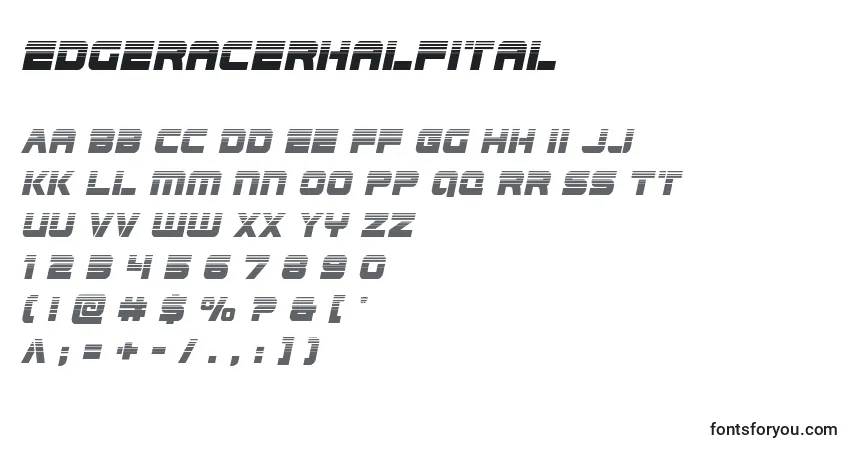 Fuente Edgeracerhalfital - alfabeto, números, caracteres especiales