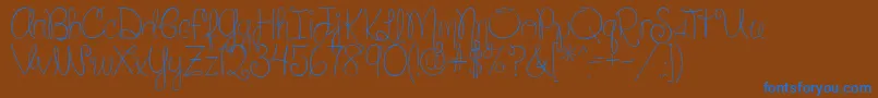 SilverBellybuttonRingReg2-Schriftart – Blaue Schriften auf braunem Hintergrund