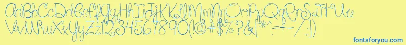 SilverBellybuttonRingReg2 Font – Blue Fonts on Yellow Background