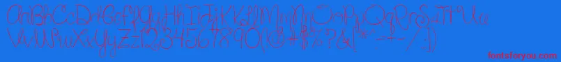 SilverBellybuttonRingReg2-Schriftart – Rote Schriften auf blauem Hintergrund