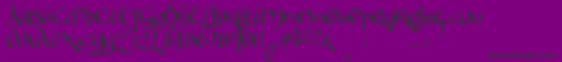 Czcionka Hobbitonbrushhand – czarne czcionki na fioletowym tle