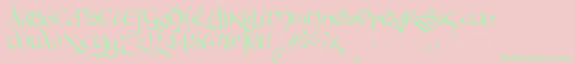 Hobbitonbrushhand-Schriftart – Grüne Schriften auf rosa Hintergrund