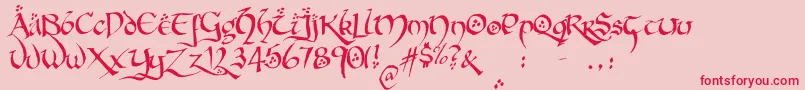 Hobbitonbrushhand Font – Red Fonts on Pink Background