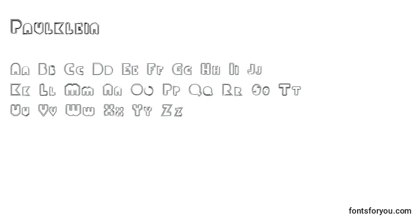 A fonte Paulklein – alfabeto, números, caracteres especiais