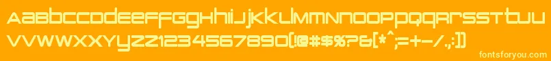 PcapTerminalCondensedBold-Schriftart – Gelbe Schriften auf orangefarbenem Hintergrund