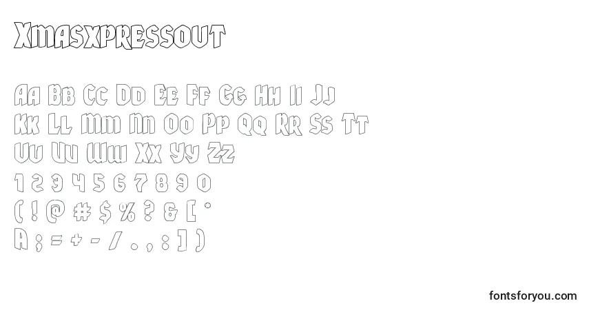 Schriftart Xmasxpressout – Alphabet, Zahlen, spezielle Symbole