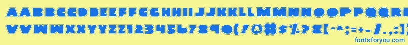 フォントLandwv2p – 青い文字が黄色の背景にあります。